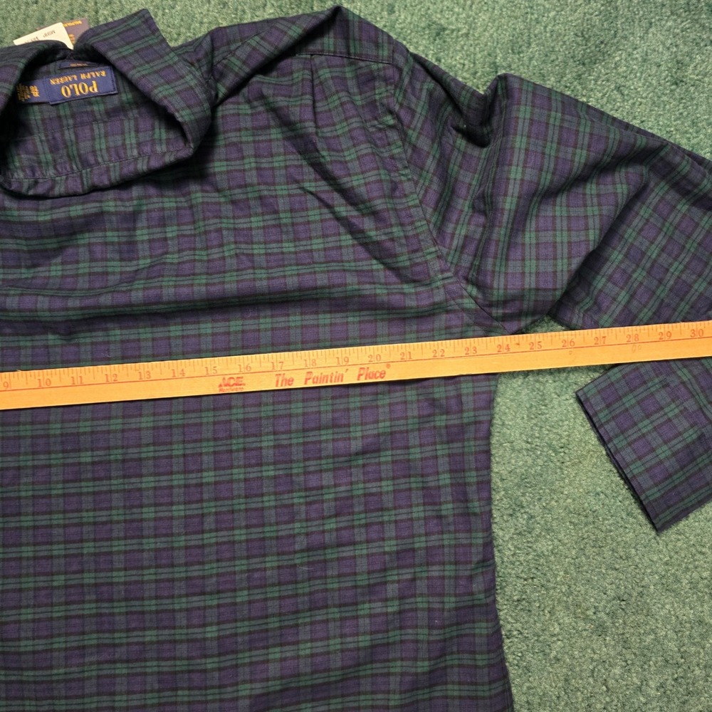 Polo Ralph Lauren Mens XL Slim Fit Black Watch Plaid Navy Blue Green Shirt NWT - Picture 6 of 7
